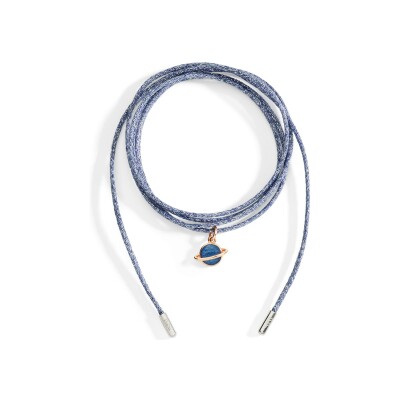 Cordon Dodo fin bleu clair en argent et polyester